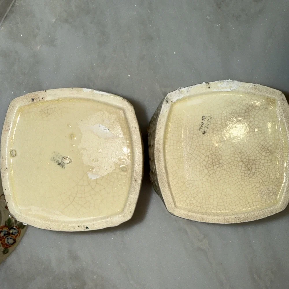 Vintage‎ Flour And Sugar Canisters Country Kitchen Basket Weave Lattice Floral